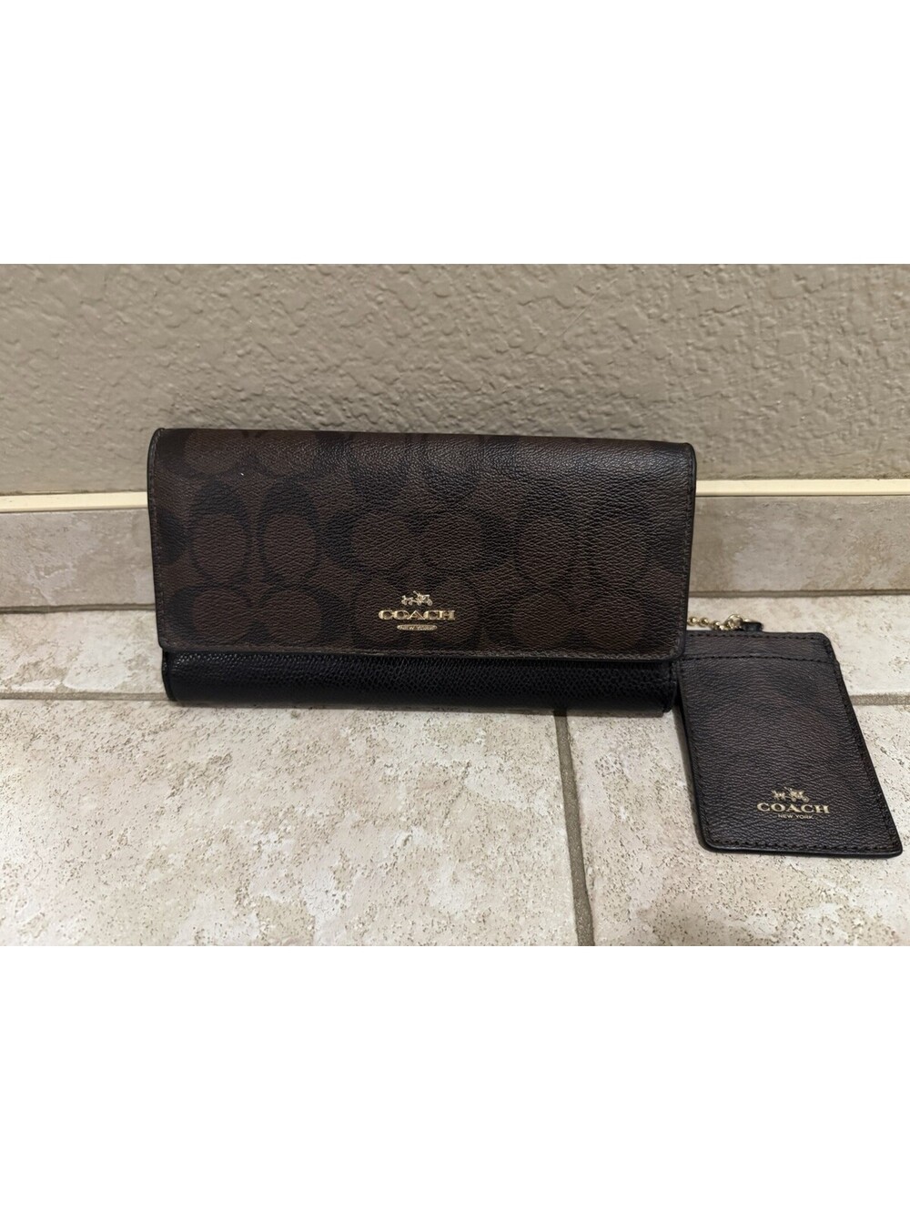 Brown Coach Trifold Wallet